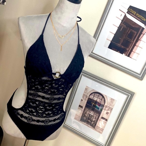 Black with Lace Bathing Suit - Picture 7 of 9